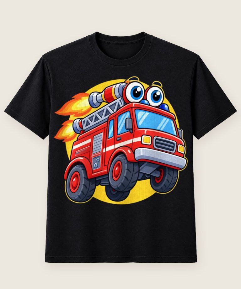 T-Shirt mit Motiv „Raketen-Feuerwehrauto Weltraum Crew“ – Kinder-T-Shirts