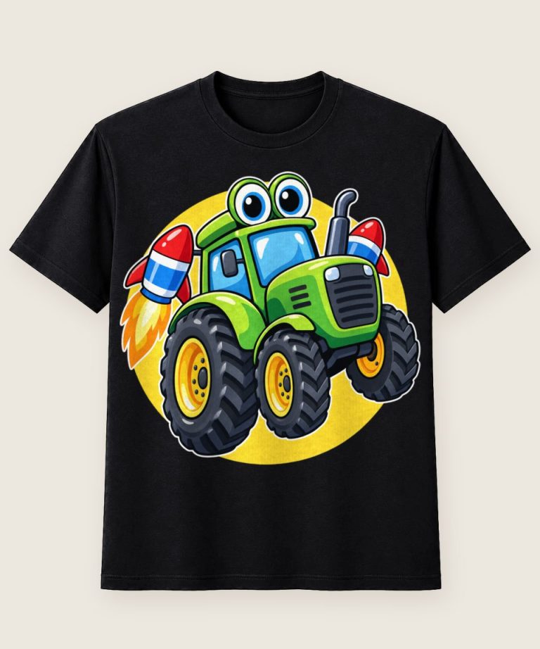T-Shirt mit Motiv „Raketen-Traktor für Kinder“ – Kinder-T-Shirts