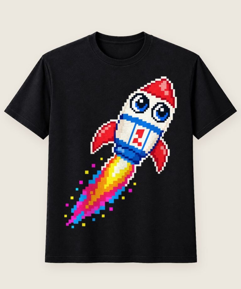 T-Shirt mit Motiv „Rocket Pixel Rider Kinder Weltraum-Gaming“ – Kinder-T-Shirts
