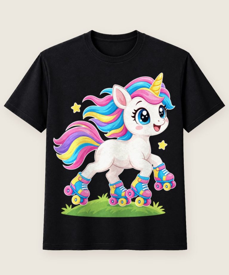 T-Shirt mit Motiv „Rollschuh Einhorn für Kinder“ – Kinder-T-Shirts
