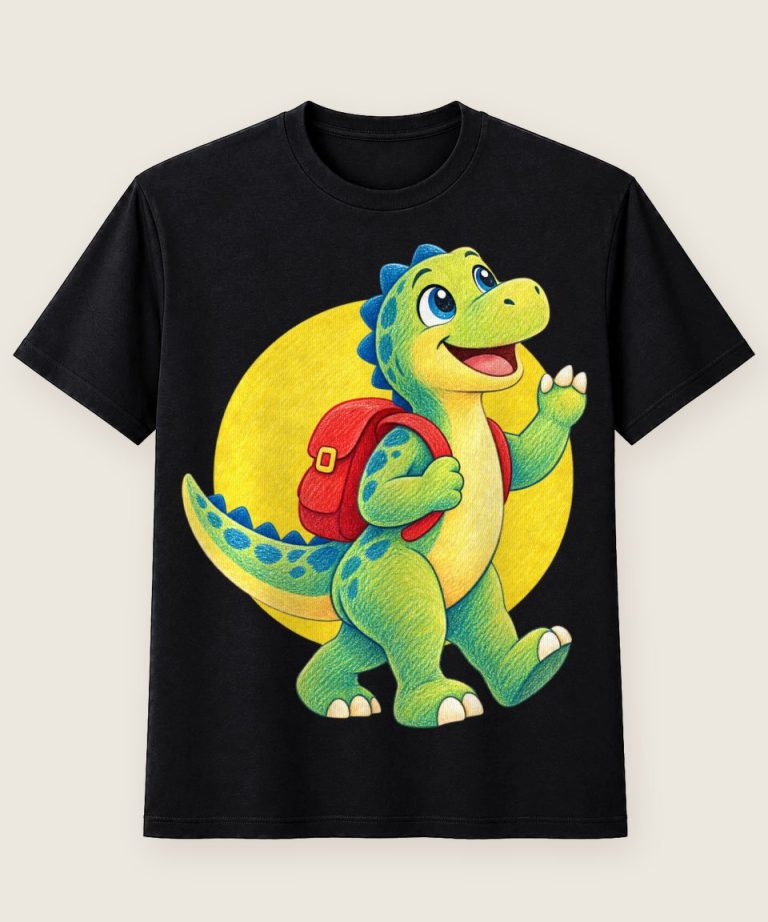 T-Shirt mit Motiv „Rucksack-Dino Entdecker für Kinder“ – Kinder-T-Shirts