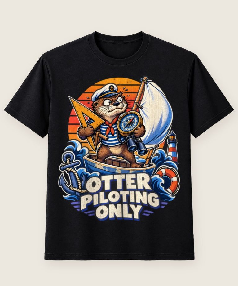 T-Shirt mit Motiv „Segeln Seemanns-Otter OTTER PILOTING ONLY“ – Hobby & Freizeit T-Shirts