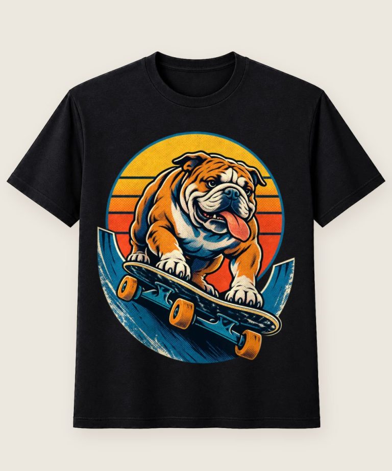 T-Shirt mit Motiv „Skateboard Bulldog Skater“ – Hobby & Freizeit T-Shirts