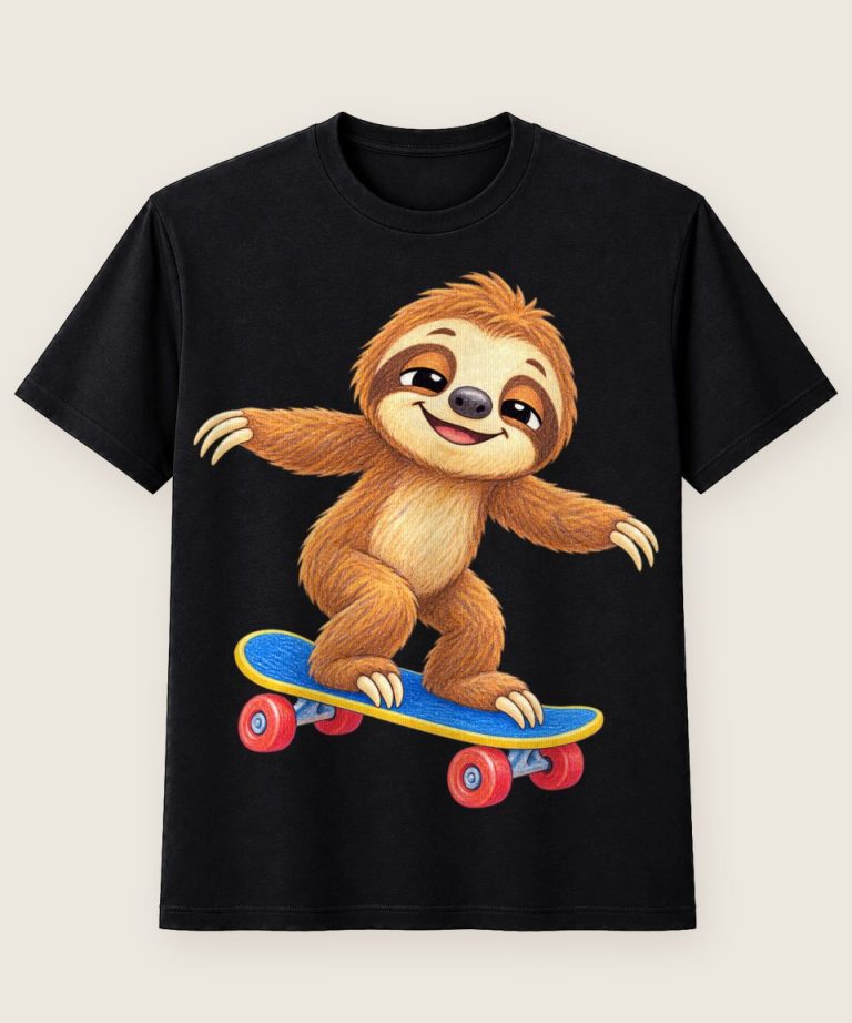 T-Shirt mit Motiv „Skateboard-Faultier für Kinder“ – Kinder-T-Shirts