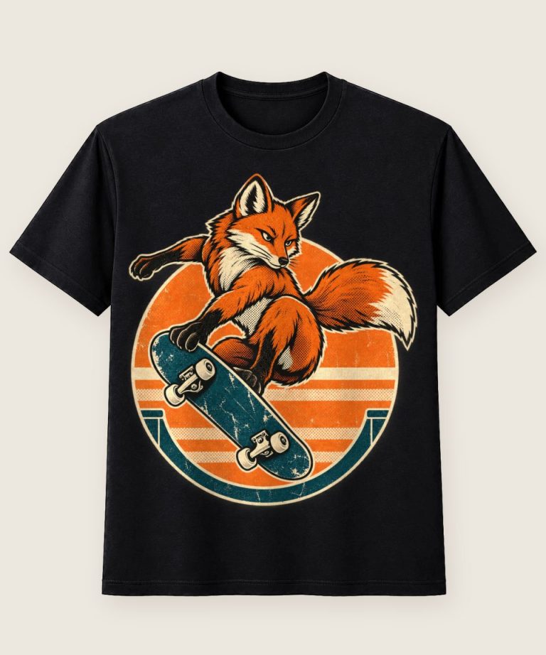 T-Shirt mit Motiv „Skateboard Fuchs in der Luft“ – Hobby & Freizeit T-Shirts