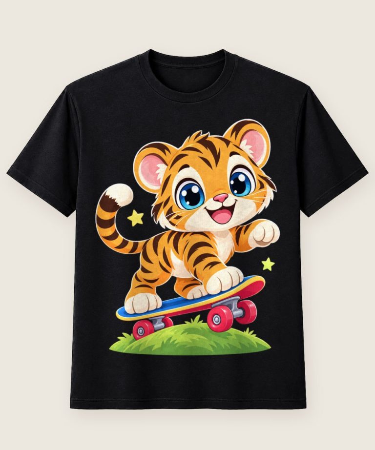 T-Shirt mit Motiv „Skateboard Tiger Kids“ – Kinder-T-Shirts