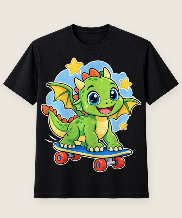 T-Shirt mit Motiv „Skatepark-Drache Kinder“ – Kinder-T-Shirts