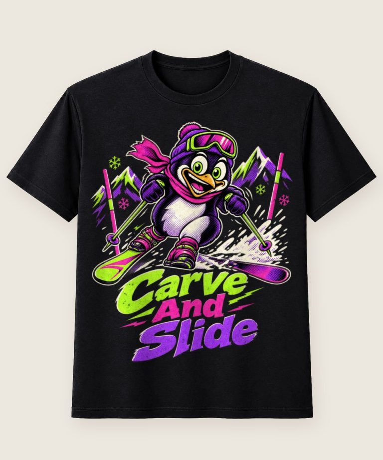 T-Shirt mit Motiv „Ski Carve Pinguin Alpine Skiing Spaß“ – Hobby & Freizeit T-Shirts