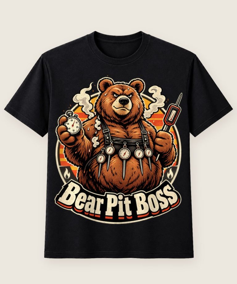 T-Shirt mit Motiv „Smoking Meat Low And Slow Bären Pit Boss“ – Hobby & Freizeit T-Shirts