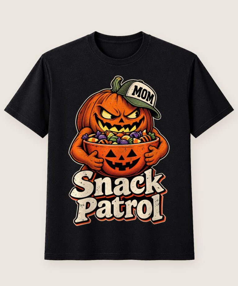 T-Shirt mit Motiv „Snack Patrol Halloween-Mom Kürbis mit Süßigkeiten“ – Halloween T-Shirts