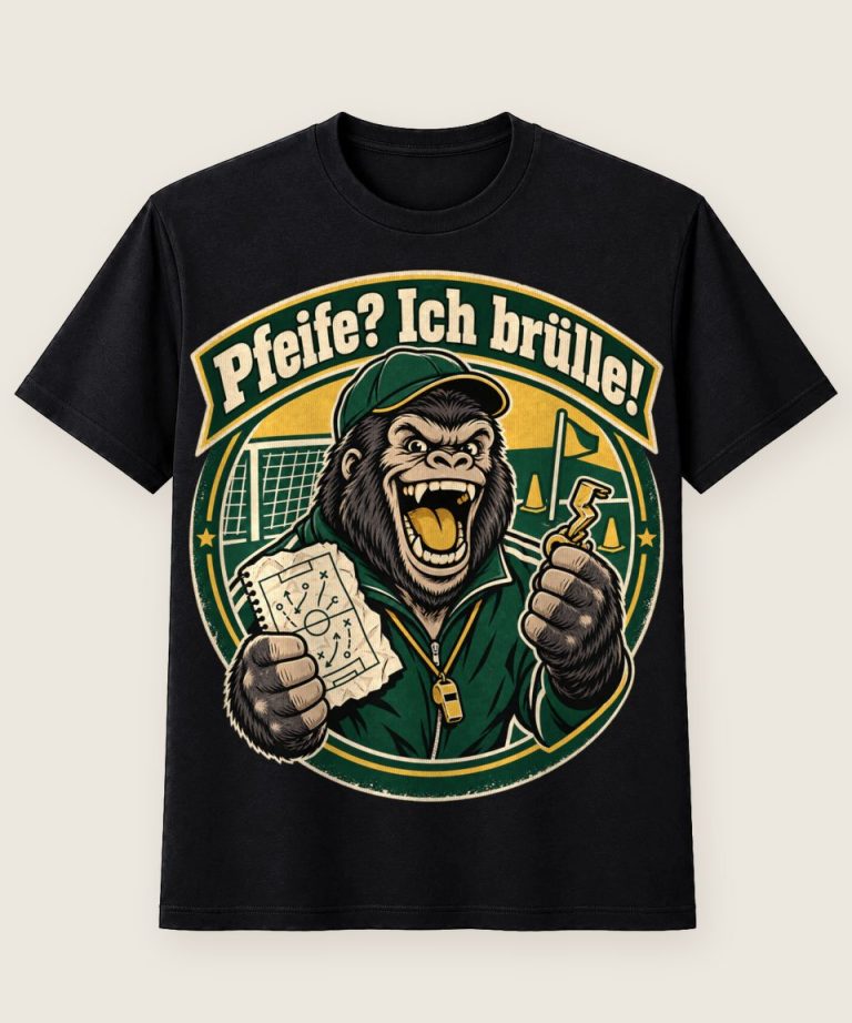 T-Shirt mit Motiv „Soccer coaching Gorilla-Trainer brüllt“ – Hobby & Freizeit T-Shirts