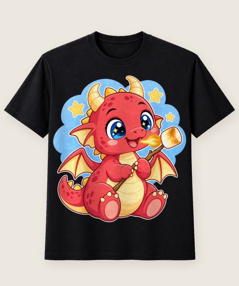 T-Shirt mit Motiv „Süßer Drache röstet Marshmallow für Kinder“ – Kinder-T-Shirts