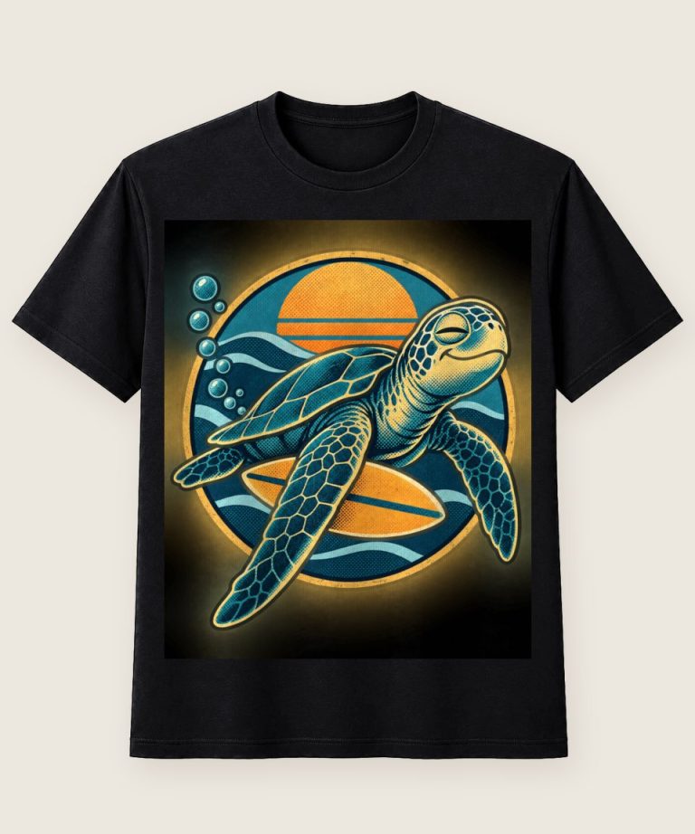 T-Shirt mit Motiv „Surfende Meeresschildkröte Ozean-Fan“ – Hobby & Freizeit T-Shirts