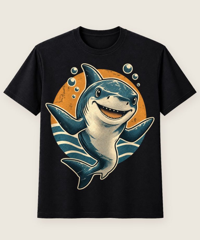 T-Shirt mit Motiv „Tauchen Neugieriger Riffhai Unterwasser“ – Hobby & Freizeit T-Shirts