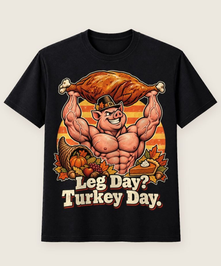 T-Shirt mit Motiv „Thanksgiving Bodybuilder-Schwein Truthahn Spruch“ – Thanksgiving T-Shirts