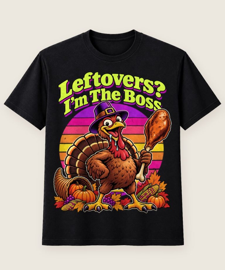 T-Shirt mit Motiv „Thanksgiving Hund Leftovers Boss Retro“ – Thanksgiving T-Shirts