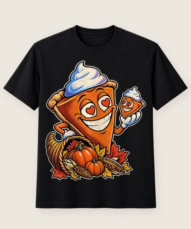 T-Shirt mit Motiv „Thanksgiving Kürbiskuchen Love“ – Thanksgiving T-Shirts