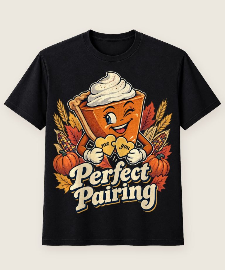 T-Shirt mit Motiv „Thanksgiving Perfect Pairing Kürbiskuchen“ – Thanksgiving T-Shirts