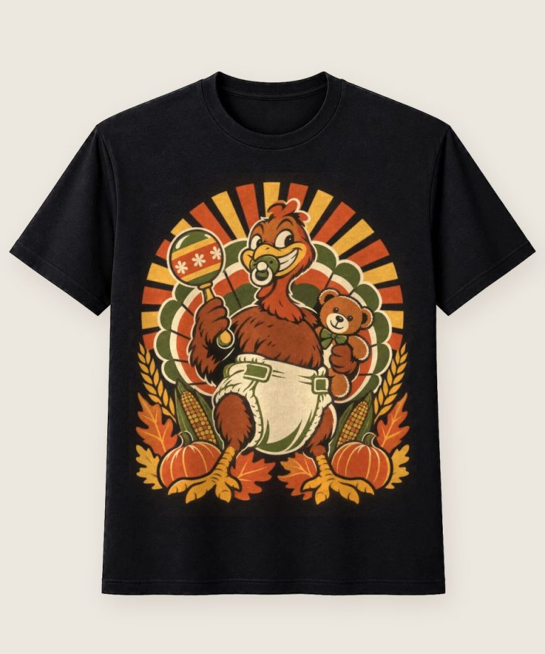 T-Shirt mit Motiv „Thanksgiving-Truthahn als freches Baby“ – Thanksgiving T-Shirts
