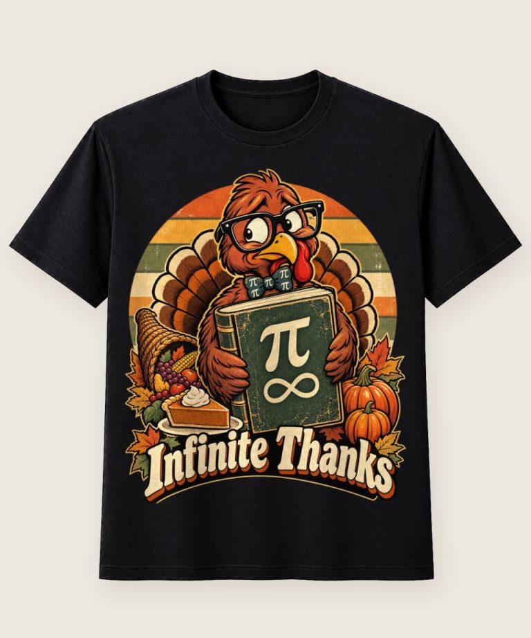 T-Shirt mit Motiv „Thanksgiving Truthahn Infinite Thanks Mathelehrer“ – Thanksgiving T-Shirts