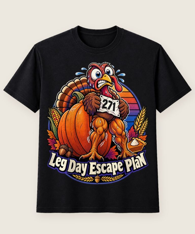 T-Shirt mit Motiv „Thanksgiving-Truthahn Leg Day Escape Plan“ – Thanksgiving T-Shirts