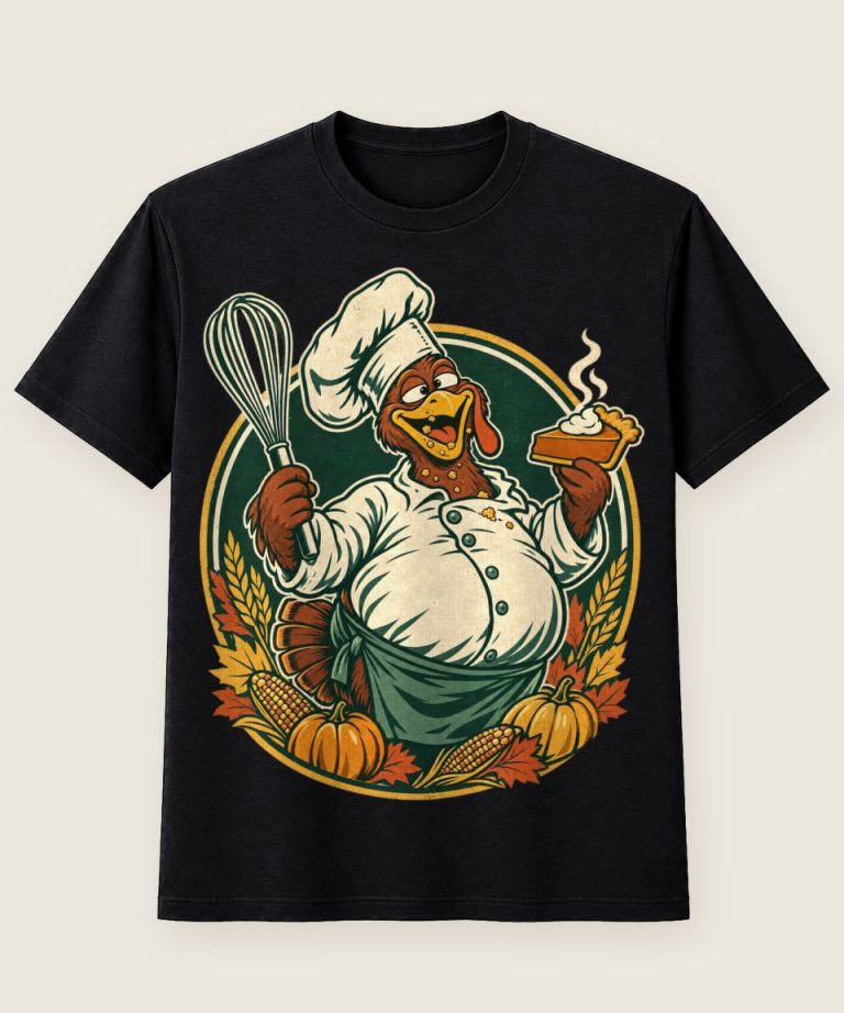 T-Shirt mit Motiv „Thanksgiving-Truthahn mit Kürbiskuchen-Eskapade“ – Thanksgiving T-Shirts