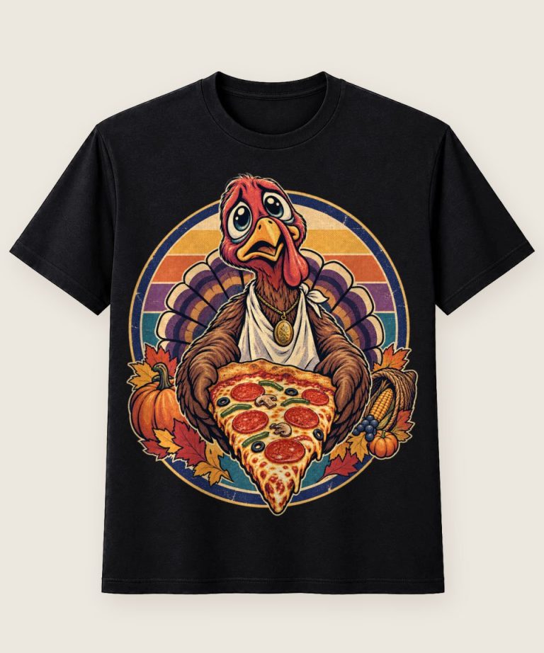 T-Shirt mit Motiv „Thanksgiving Truthahn Pizza Familien-Spaß“ – Thanksgiving T-Shirts