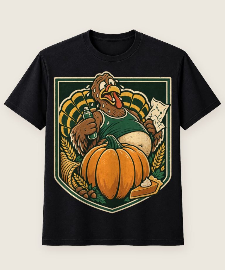 T-Shirt mit Motiv „Thanksgiving Truthahn übersatt beim Lauf“ – Thanksgiving T-Shirts