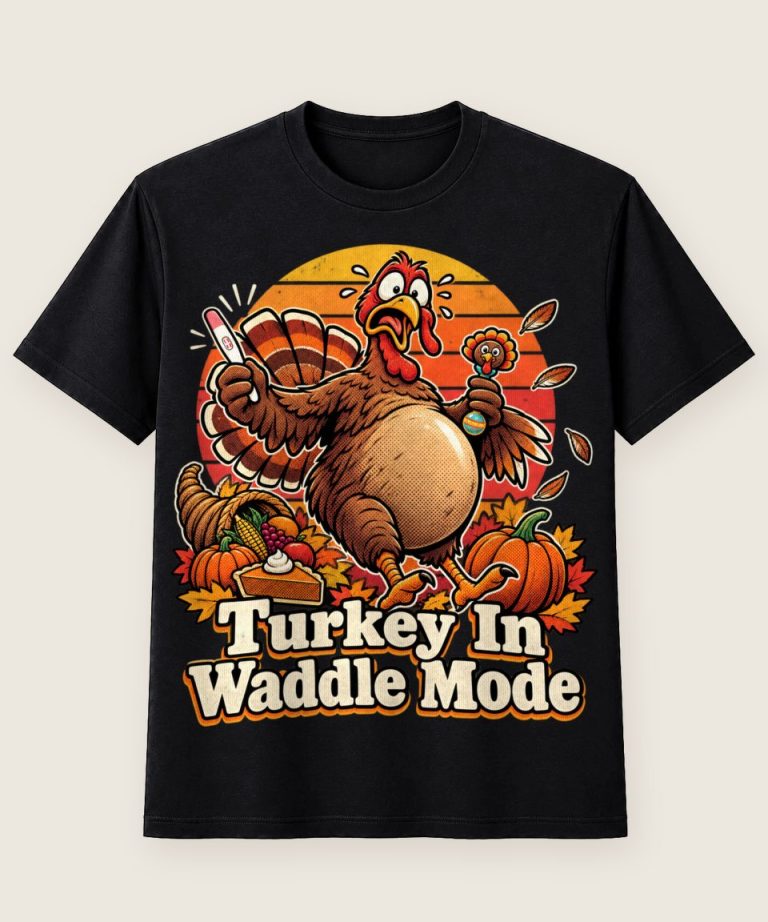 T-Shirt mit Motiv „Thanksgiving Turkey In Waddle Mode Babybauch Truthahn“ – Thanksgiving T-Shirts