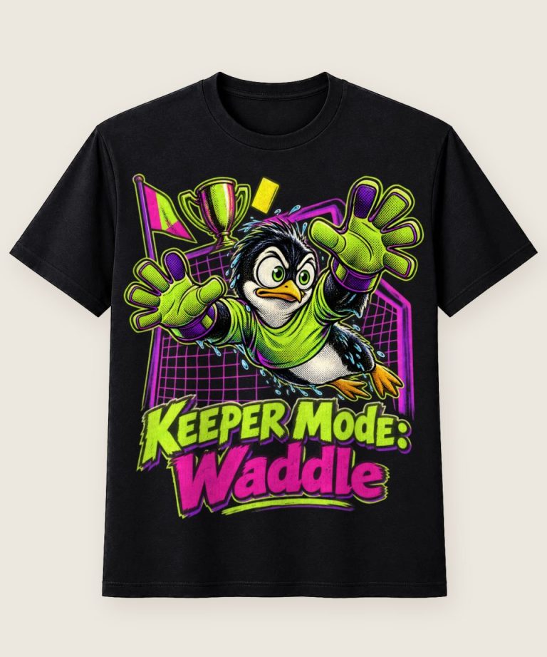 T-Shirt mit Motiv „Torwart Pinguin Keeper Mode Waddle Fußball“ – Hobby & Freizeit T-Shirts