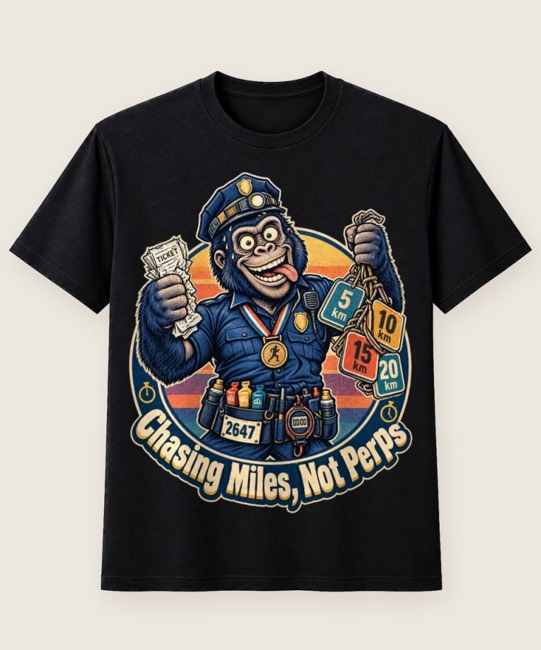 T-Shirt mit Motiv „Ultra-Running Gorilla-Polizist beim Dauerlauf“ – Hobby & Freizeit T-Shirts