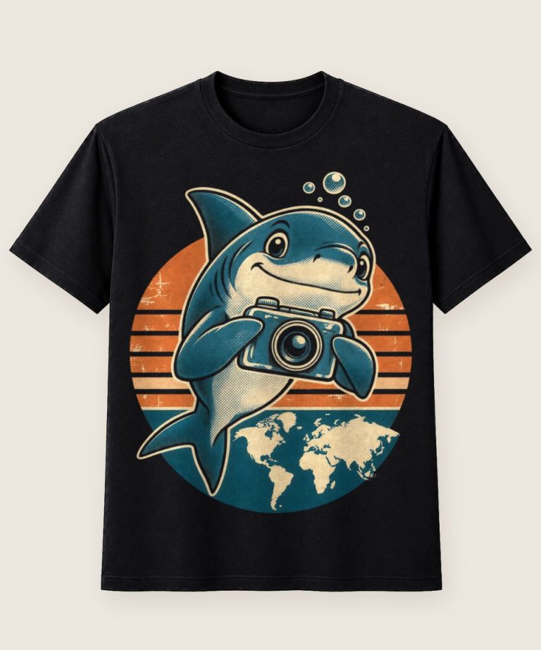 T-Shirt mit Motiv „Unterwasser-Foto-Hai mit Kamera für Ozean-Fans“ – Hobby & Freizeit T-Shirts