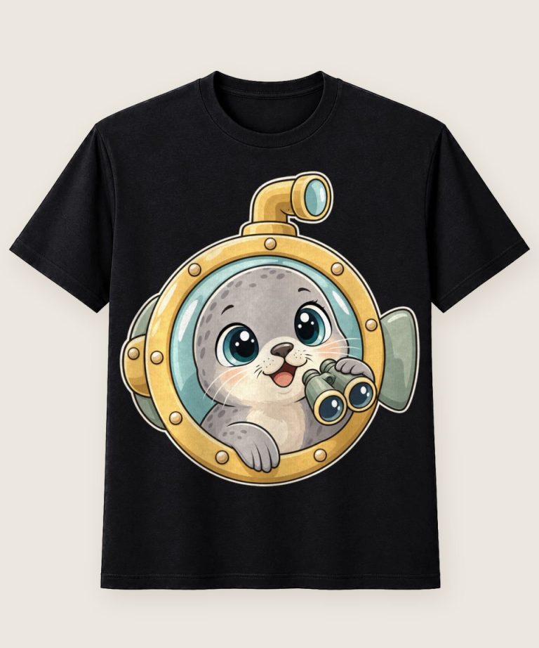 T-Shirt mit Motiv „Unterwasser-Robbe Entdecker Kinder“ – Kinder-T-Shirts