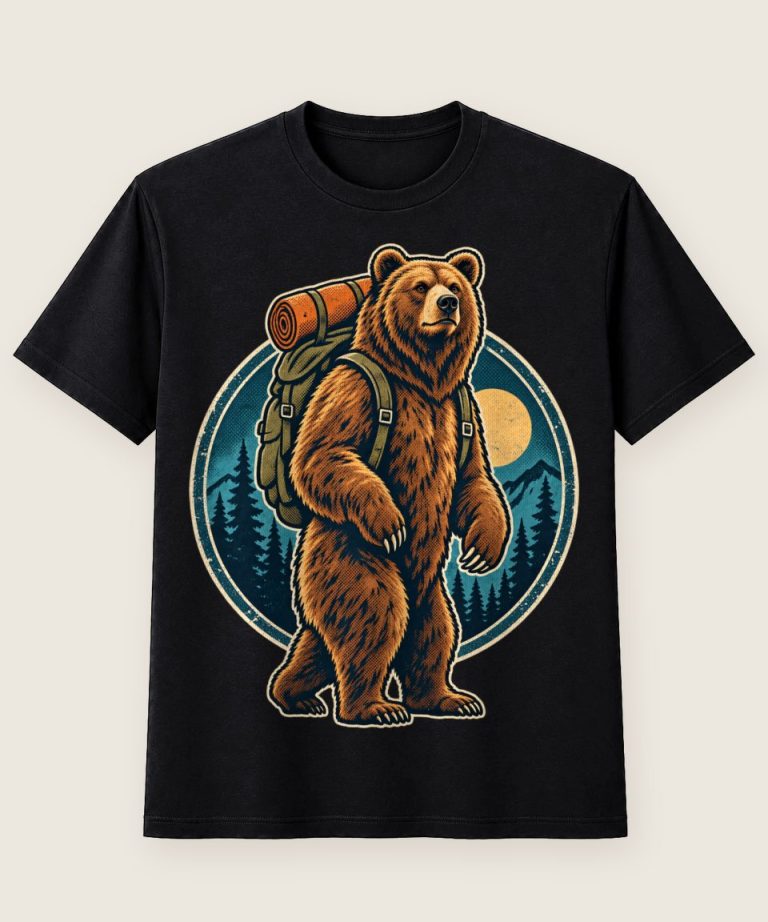 T-Shirt mit Motiv „Wandern Braunbär Waldtier“ – Hobby & Freizeit T-Shirts