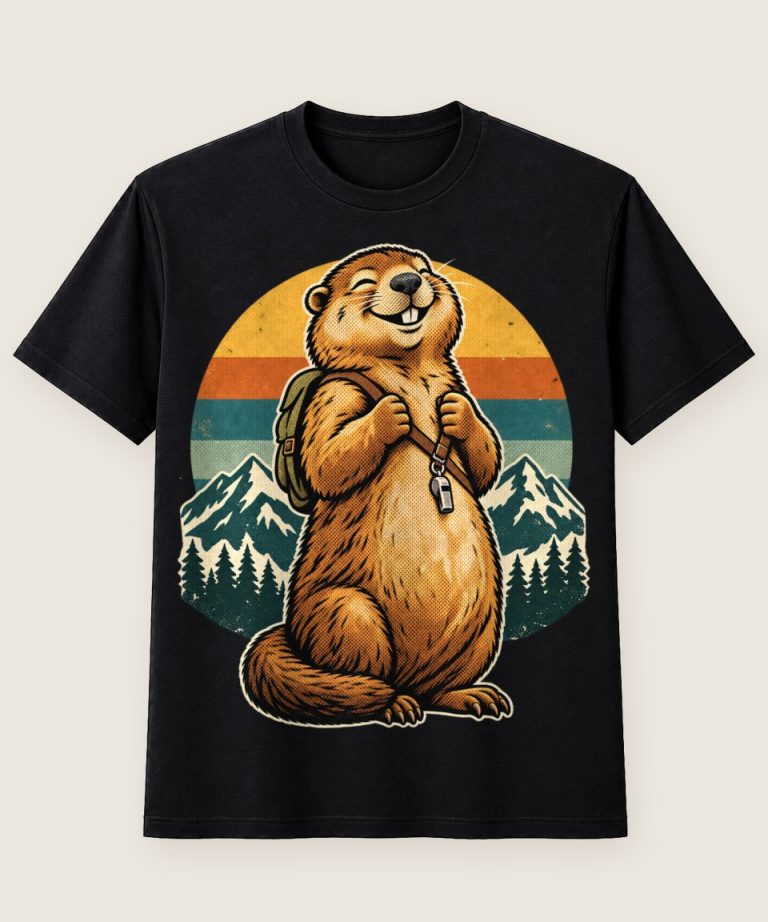 T-Shirt mit Motiv „Wandern Marmot mit kleinem Outdoor-Gurt“ – Hobby & Freizeit T-Shirts