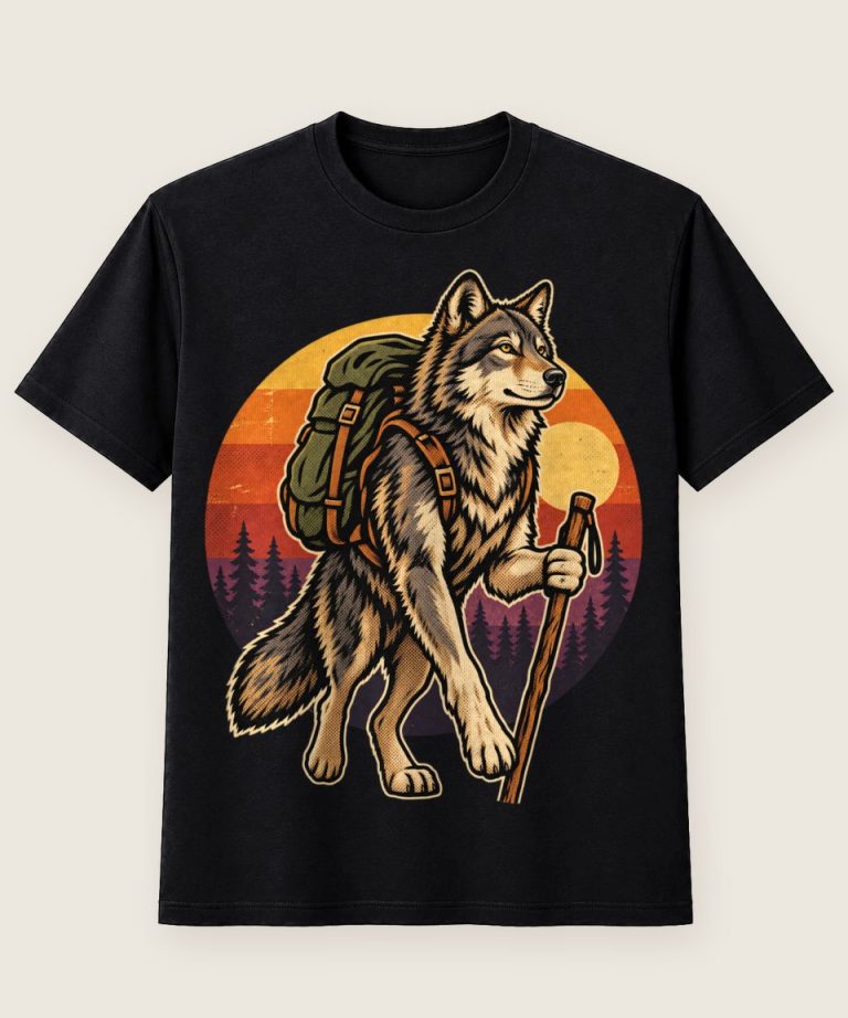 T-Shirt mit Motiv „Wandern Wolf Waldtier“ – Hobby & Freizeit T-Shirts