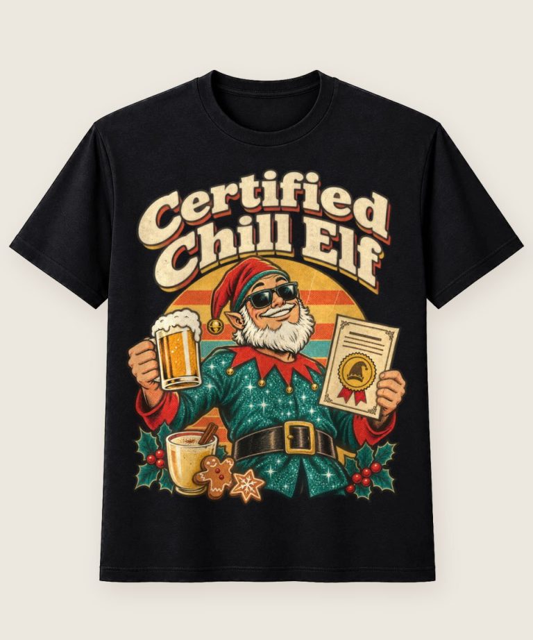 T-Shirt mit Motiv „Weihnachten Certified Chill Elf Santa“ – Weihnachts-T-Shirts