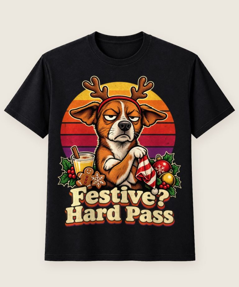 T-Shirt mit Motiv „Weihnachten Hund Festive Hard Pass“ – Weihnachts-T-Shirts