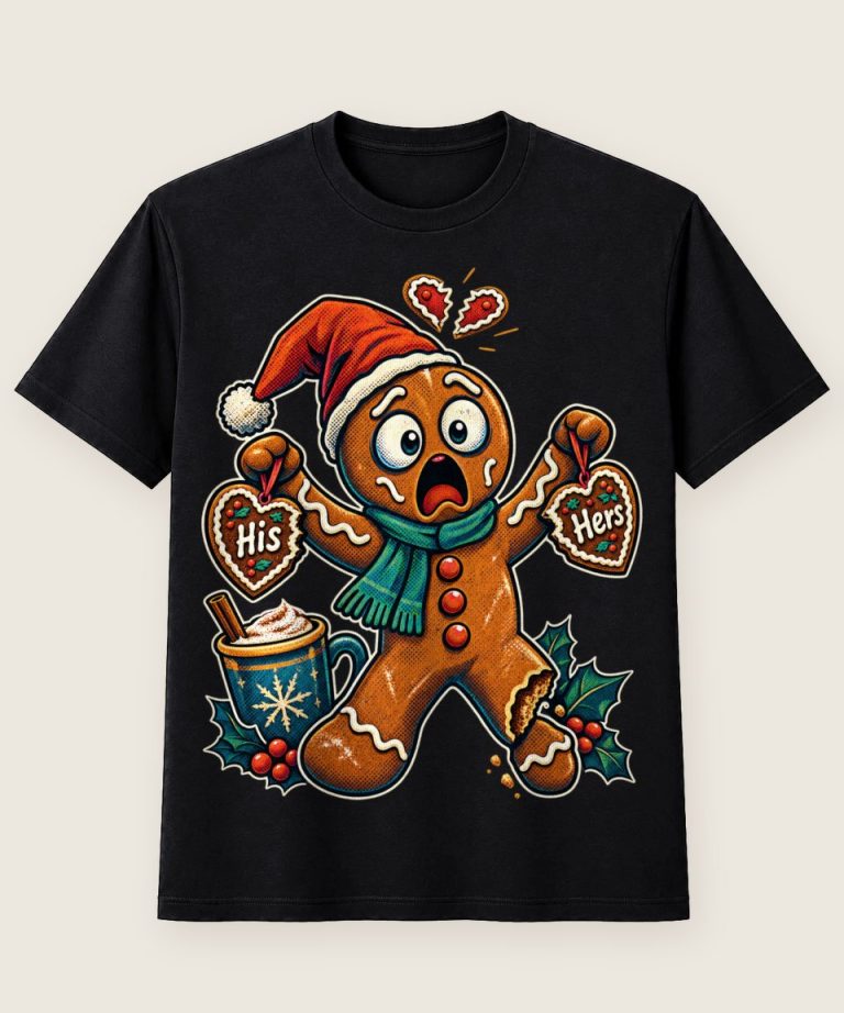 T-Shirt mit Motiv „Weihnachten Lebkuchen Love Bite Paar“ – Weihnachts-T-Shirts