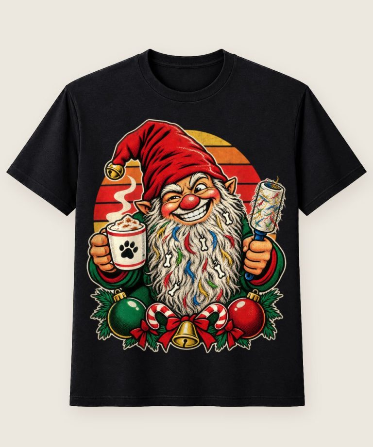T-Shirt mit Motiv „Weihnachtsgnom Hundehaare Lustig Weihnachten Hundefan“ – Weihnachts-T-Shirts