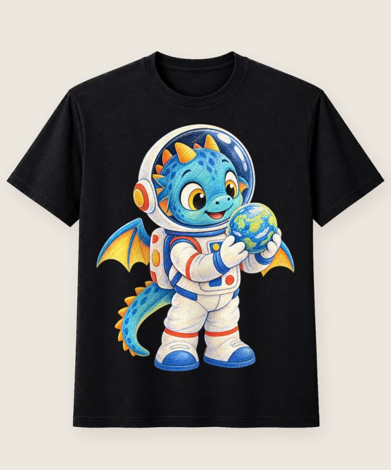 T-Shirt mit Motiv „Weltraum-Babydrache für Kinder“ – Kinder-T-Shirts