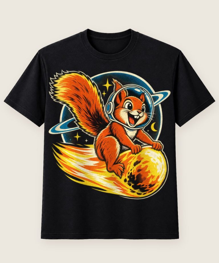 T-Shirt mit Motiv „Weltraum-Eichhörnchen auf Komet“ – Hobby & Freizeit T-Shirts