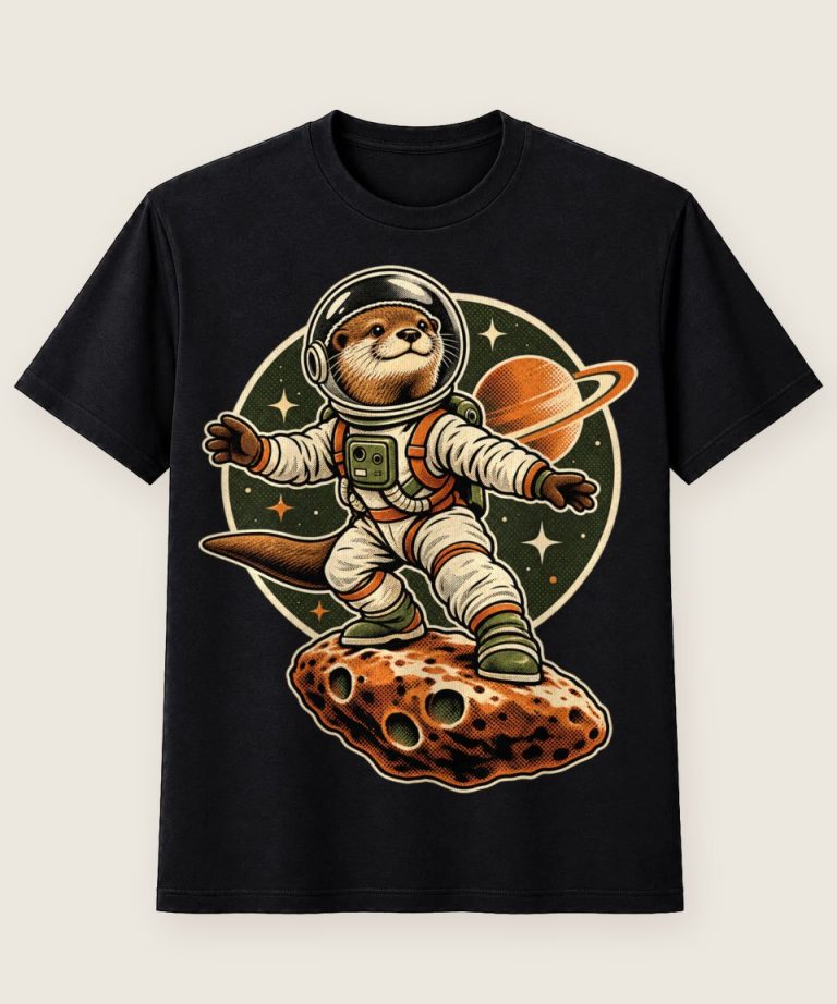 T-Shirt mit Motiv „Weltraum Otter Astronaut auf Asteroid“ – Hobby & Freizeit T-Shirts