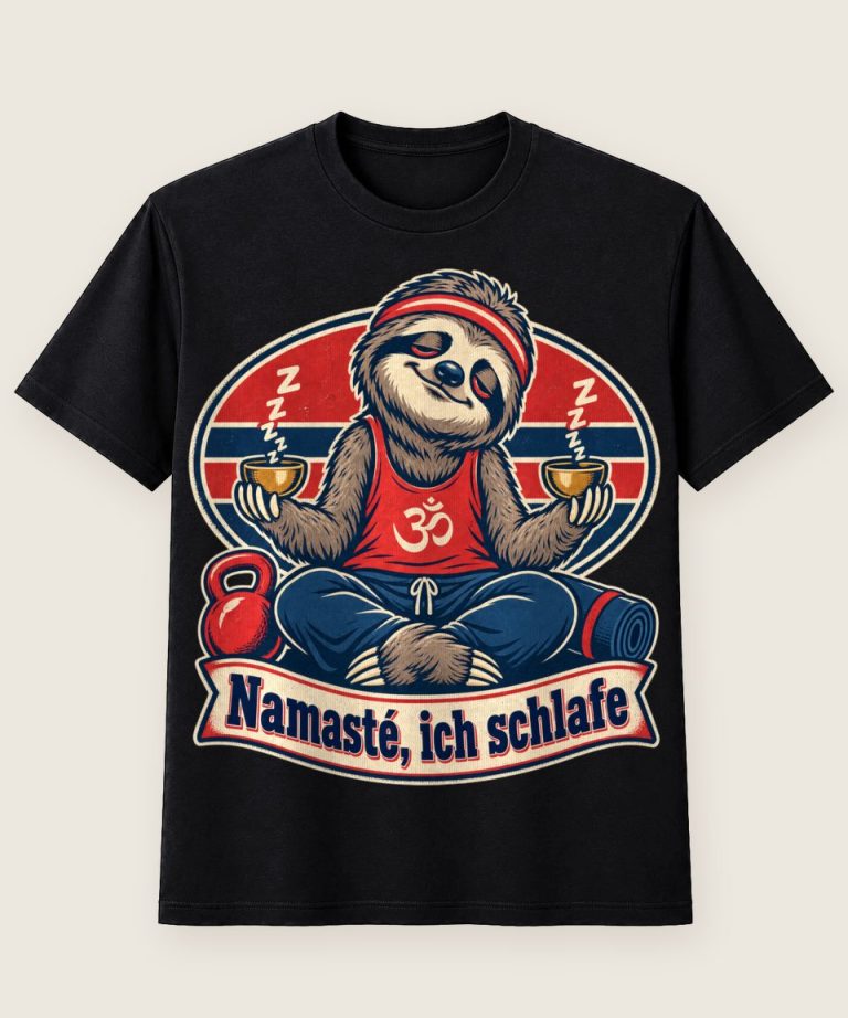 T-Shirt mit Motiv „Yoga Faultier Namasté ich schlafe“ – Hobby & Freizeit T-Shirts