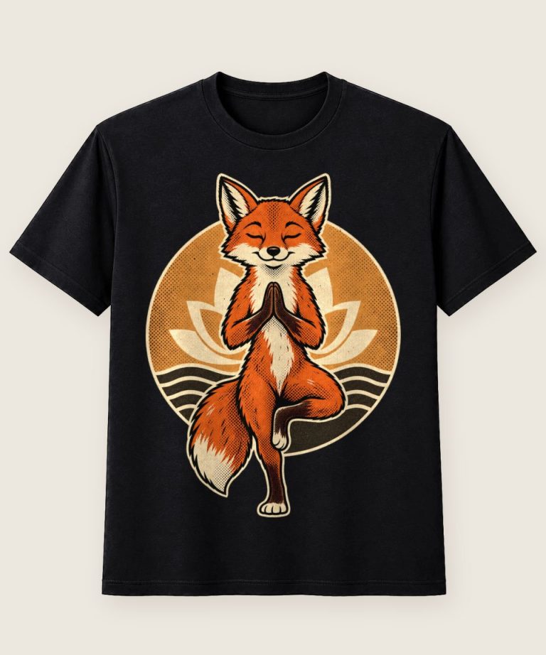 T-Shirt mit Motiv „Yoga Fuchs Balance-Pose“ – Hobby & Freizeit T-Shirts