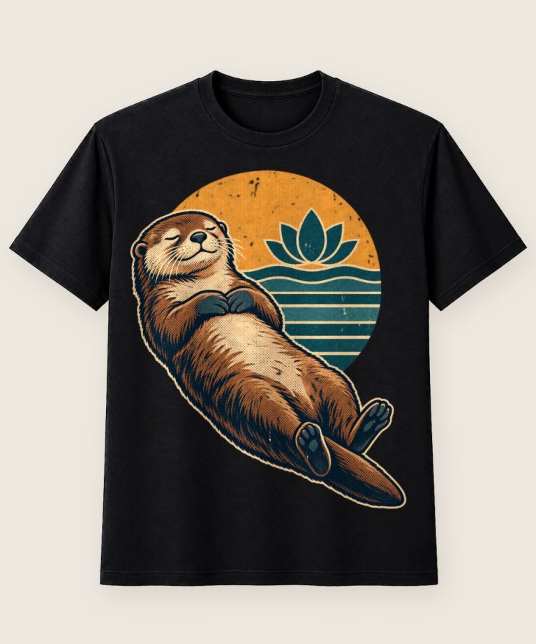 T-Shirt mit Motiv „Yoga Otter in Entspannungshaltung“ – Hobby & Freizeit T-Shirts